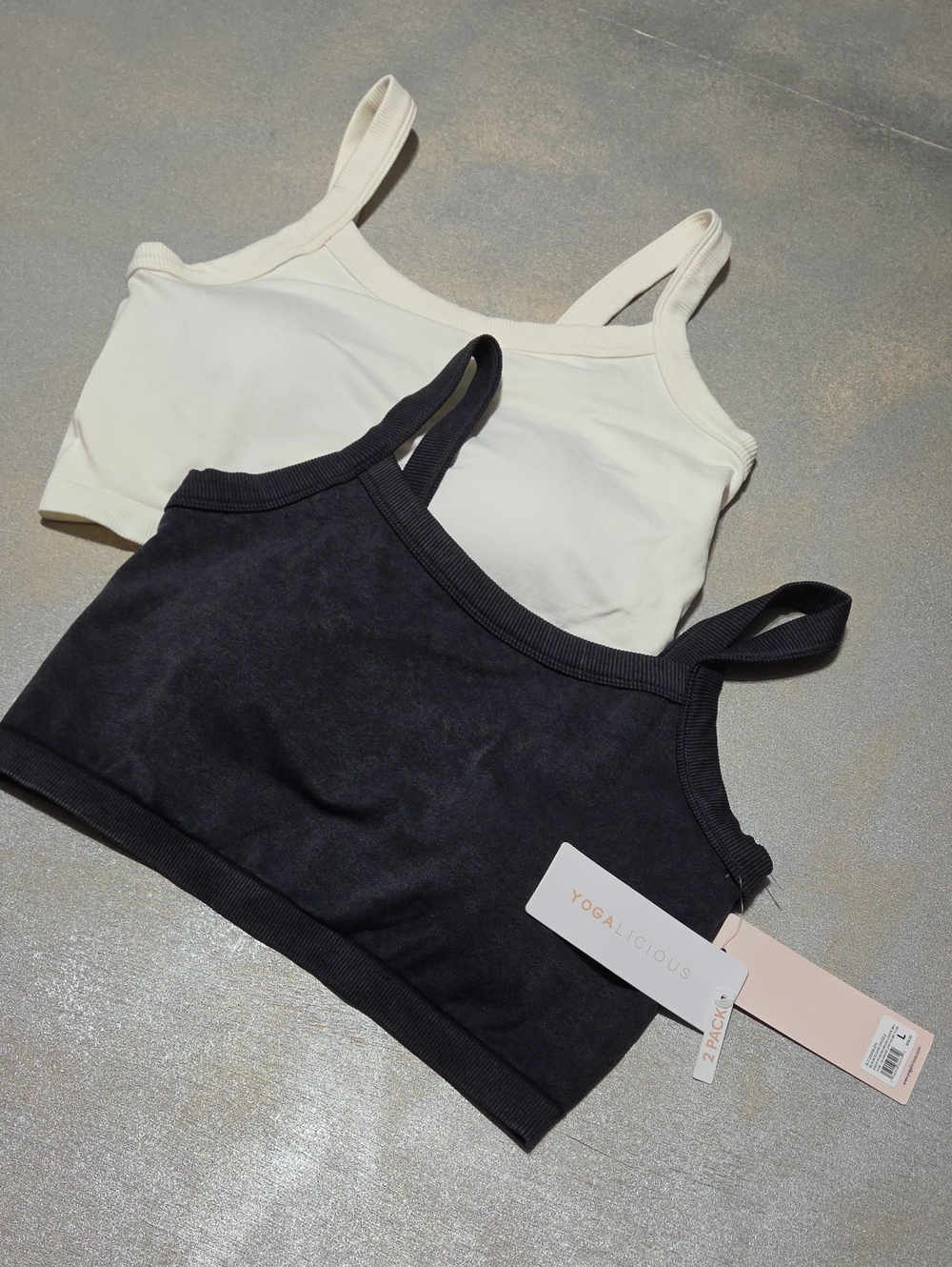 Yogalicious Black & Cream Double Pack Scoop Bralettes 2 Piece